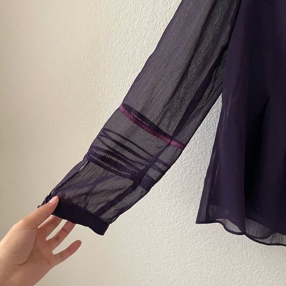 Cold water creek sheer purple long sleeve blouse‎ - Picture 4 of 8